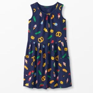 Hanna Andersson Navy blue midi sleeveless dress with fun food print and pockets
